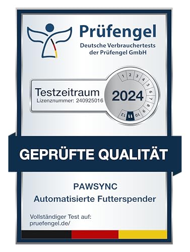 Pawsync Smart Futterautomat, Farbwechselnde Erinnerung, Haustierfutter-Trockenmittel hält Futter trocken & frisch, bis zu 3 Monate, App-Benachrichtigungen, Cremeweiß
