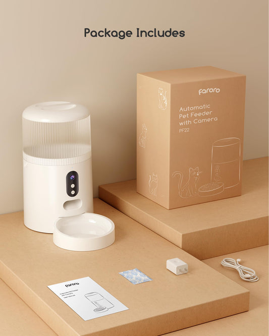 Faroro Futterautomat Katze WiFi, 3MP HD Video Katzenfutter Automat mit Nachtsicht, 4L Futterspender für Katzen/Hunde mit Zwei-Wege-Audio, APP-Steuerung, Bewegungserkennung & Doppelte Kraft